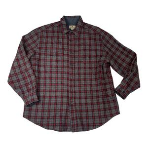 Woolrich mens xl wool long sleeve button down shirt Red Black Plaid gorp outdoor